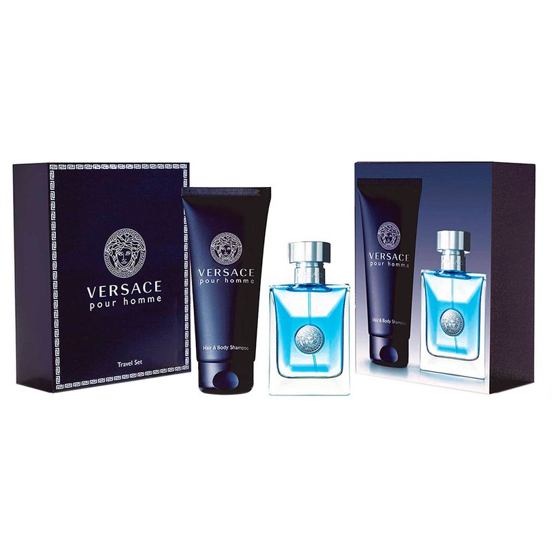 Kit-Perfume-Versace-Pour-Homme-Masculino-Eau-de-Toilette-50-ml---Gel-de-Banho-100-ml-Vitrine