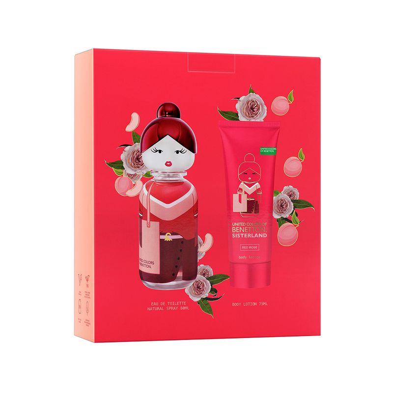 Kit-Perfume-Benetton-Sisterland-Red-Feminino-Eau-de-Toilette-80-ml----Locao-Corporal-75-ml-Vitrine
