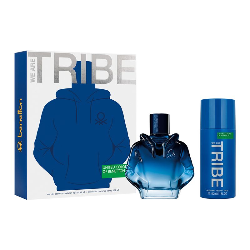 Kit-Perfume-Benetton-Tribe-Masculino-Eau-de-Toilette-90-ml---Desodorante-150-ml-Vitrine