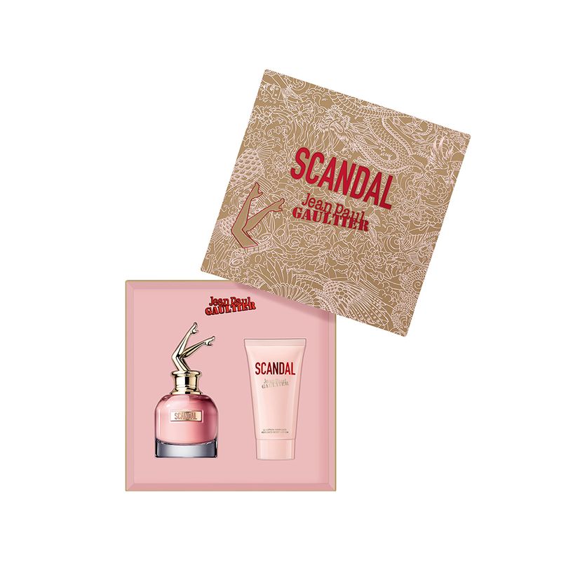 Kit-Perfume-Jean-Paul-Gaultier-Scandal-Feminino-Eau-de-Toilette-50-ml---Locao-Corporal-75-ml-Caixa-Aberta