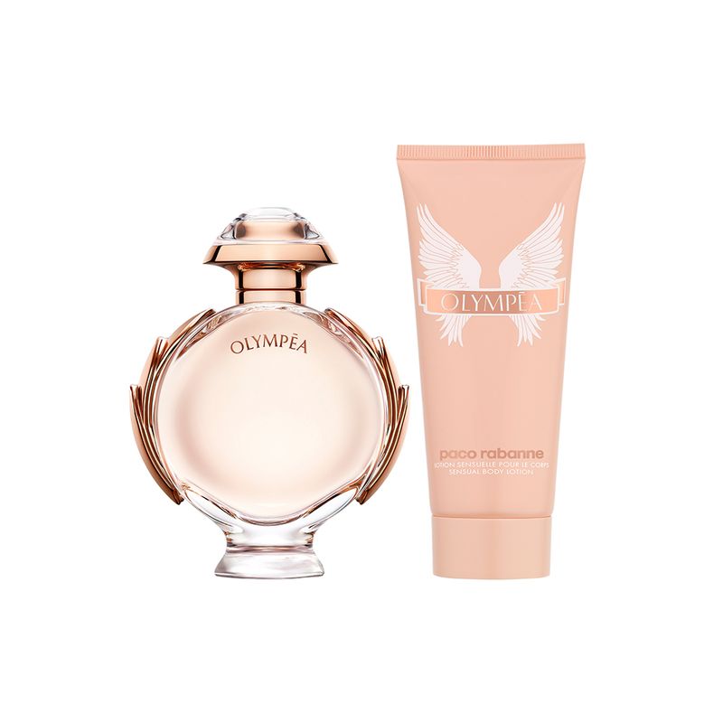 Kit-Perfume-Paco-Rabanne-Olympea-Feminino-Eau-de-Parfum-80-ml---Locao-Corporal-100-ml-Produtos