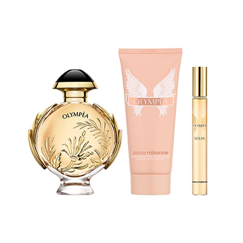 Perfume-Paco-Rabanne-Olympea-Solar-Feminino-Eau-de-Parfum-80-ml---Locao-Corporal-80-ml---Miniatura-10-ml-Produtos