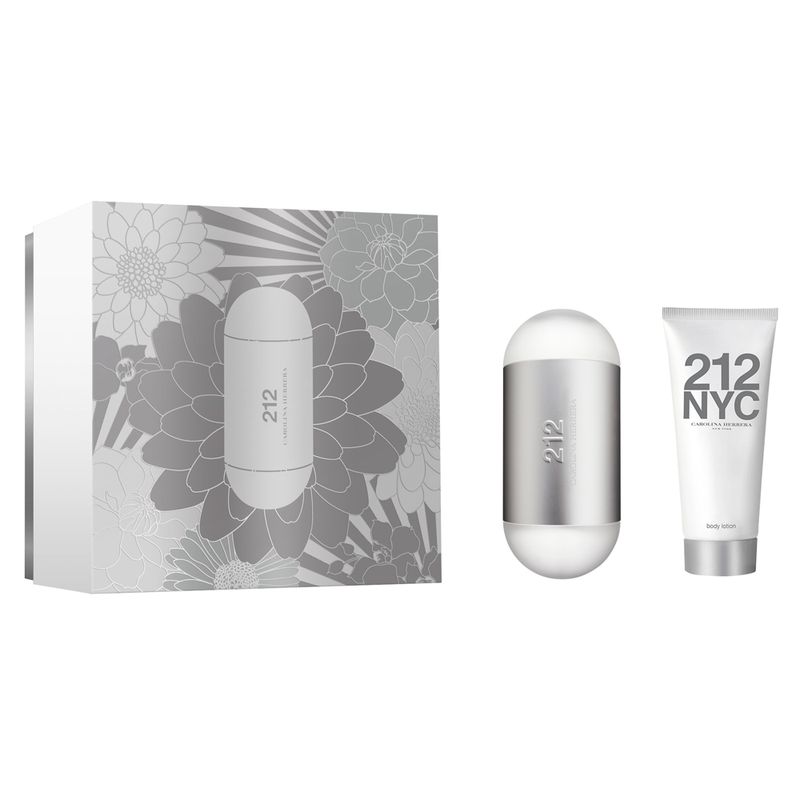 Kit-Perfume-Carolina-Herrera-212-NYC-Feminino-Eau-de-Toilette-100-ml---Locao-Corporal-100-ml---Miniatura-10-ml-Vitrine