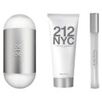 Kit-Perfume-Carolina-Herrera-212-NYC-Feminino-Eau-de-Toilette-100-ml---Locao-Corporal-100-ml---Miniatura-10-ml-Frasco