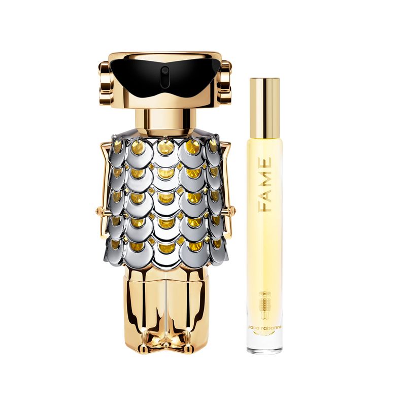 Kit-Perfume-Paco-Rabanne-Fame-Feminino-Eau-de-Parfum-80-ml---Miniatura-10-ml-Frasco