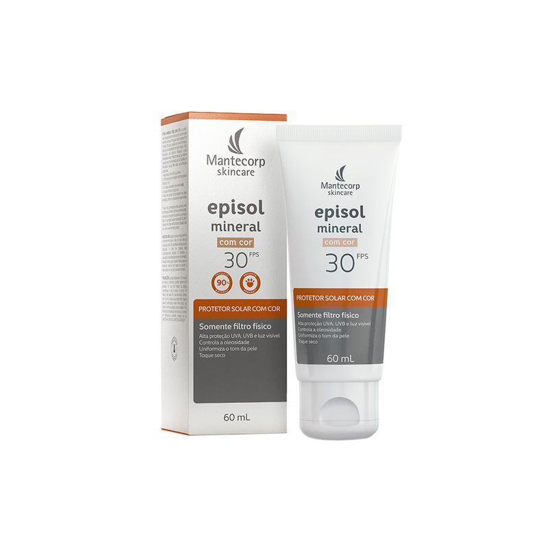 Protetor-Solar-Facial-com-Cor-Mantecorp-Episol-Mineral-FPS-30-60-ml-Caix-e-Frasco