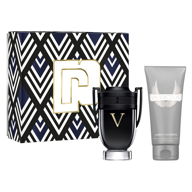 KIT-PACO-RAB-INVICTUS-VICTORY-EDP-PERF-MASC-100ML-GEL-DE-BANHO-100ML--CX-BRANCO-E-PRETO