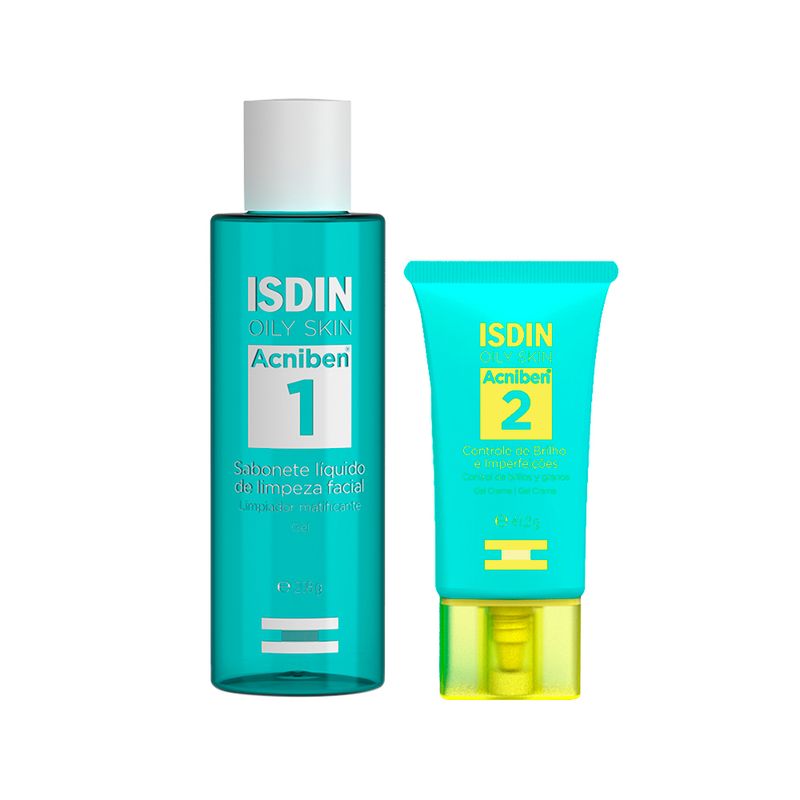 Kit-Isdin-Oily-Skin-Acniben---Gel-de-Limpeza-208-g---Gel-Creme-412-g-Vitrine