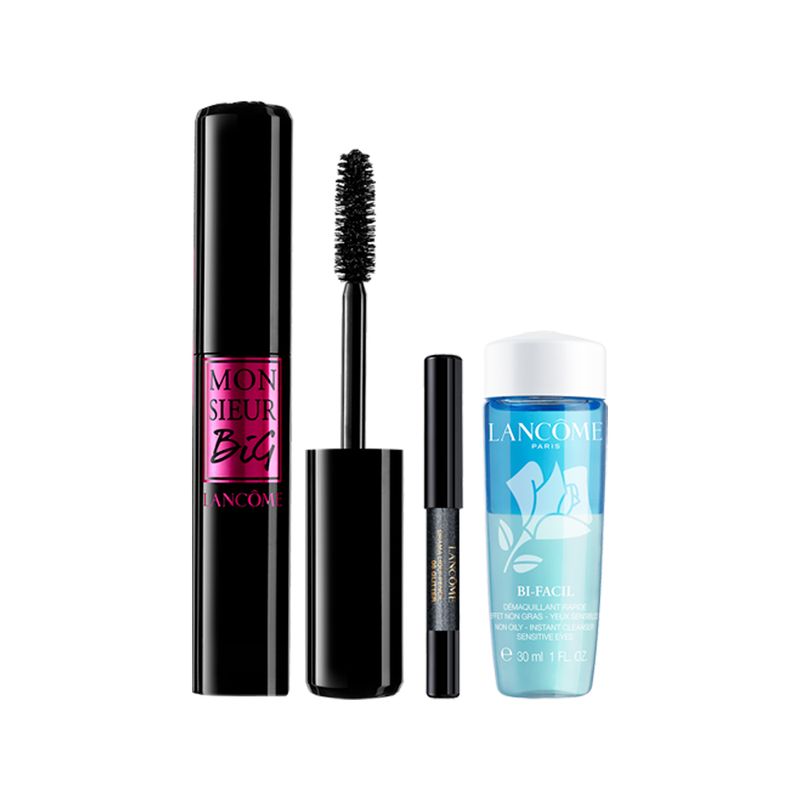 Kit-Lancome-Monsieur-Big-Coffret---Mascara-para-Cilios---Lapis-Delineador-Drama-Liqui-08---Demaquilante-Bi-Facil-30-ml-Produtos