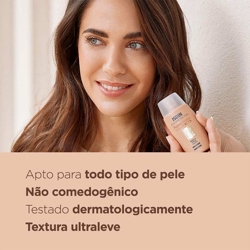 Protetor-Solar-Facial-com-Cor-Isdin-Fusion-Water-5-Stars-Color-FPS-50-Media-50-ml-Testado-Dermatologicamente