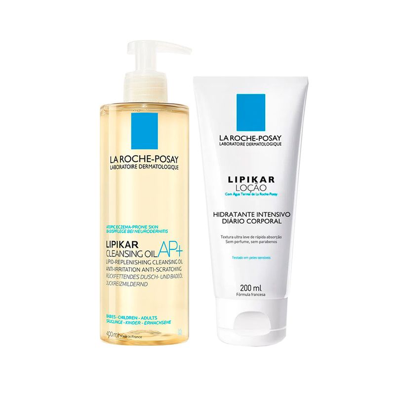 Kit-Corporal-La-Roche-Posay-Lipikar---Oleo-de-Limpeza-400-ml----Locao-Hidratante-Corporal-200-ml-Vitrine