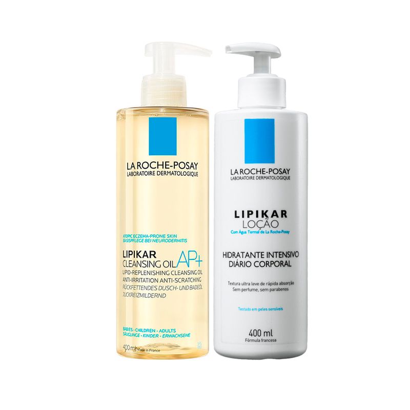 Kit-Corporal-La-Roche-Posay-Lipikar---Oleo-de-Limpeza-400-ml---Locao-Hidratante-Corporal-400-ml-Vitrine