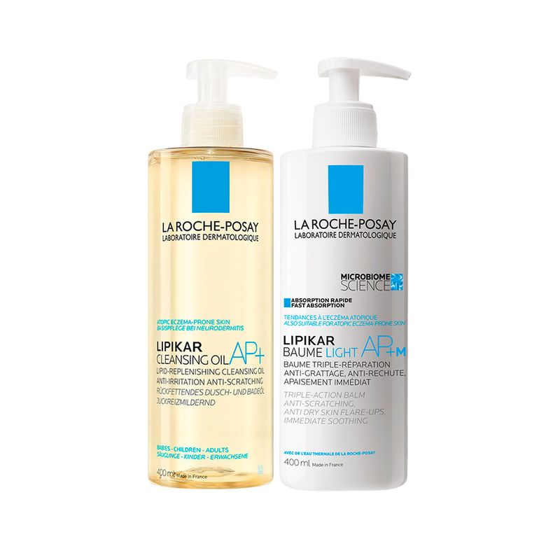 Kit-Corporal-La-Roche-Posay-Lipikar---Oleo-de-Limpeza-Cleasing-Oil-AP--400-ml---Creme-Hidratante-Corporal-AP-M-400-ml-Vitrine