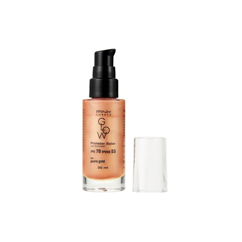 Protetor-Solar-Facial-com-Iluminador-Pink-Cheeks-Glow-FPS-70-FPUVA-55-Pure-Gold-30-ml-Vitrine