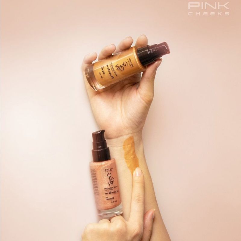 Protetor-Solar-Facial-com-Iluminador-Pink-Cheeks-Glow-FPS-70-FPUVA-55-Rose-Gold-30-ml-Produto