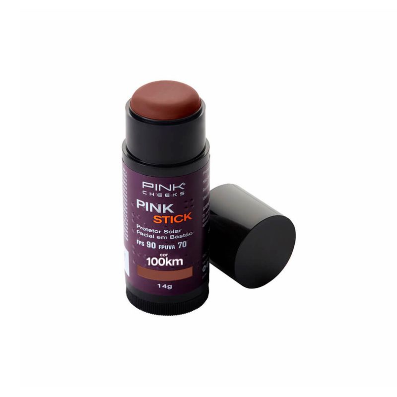 Protetor-Solar-Facial-com-Cor-Pink-Cheeks-Pink-Stick-FPS-90-FPUVA-70-100Km-Ultra-14-g-Vitrine