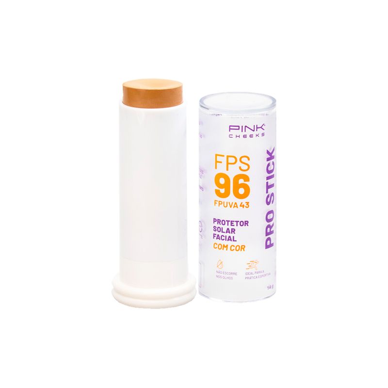 Protetor-Solar-Facial-com-Cor-Pink-Cheeks-Pro-Stick-FPS-96-FPUVA-43-Pro20-14-g-Vitrine