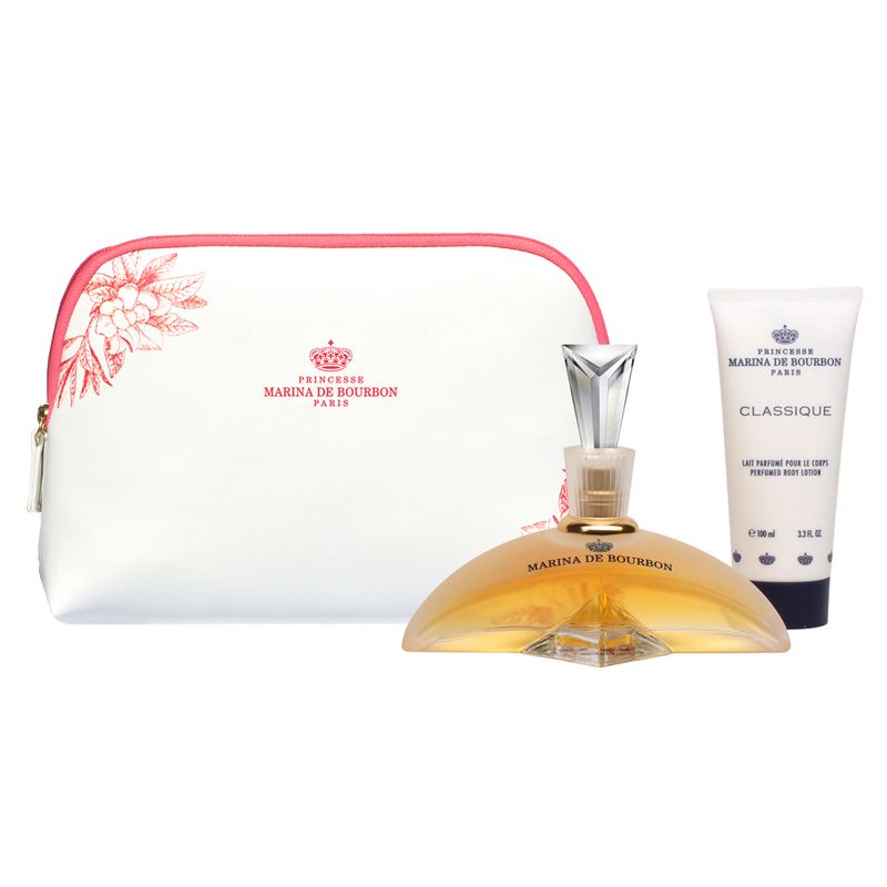 Kit-Perfume-Marina-de-Bourbon-Classique-Feminino-Eau-de-Parfum-100-ml---Locao-Corporal-100-ml---Necessaire-Caixa-Frasco