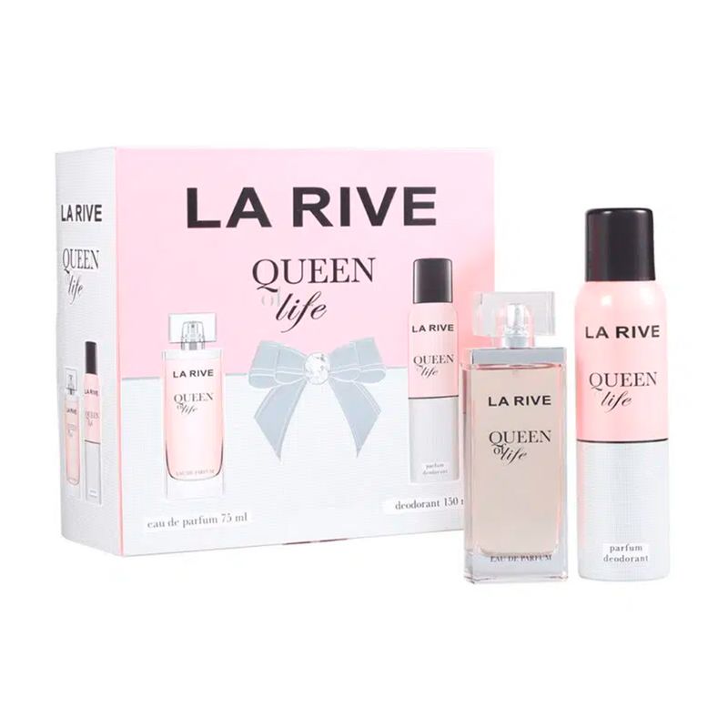 Kit-Perfume-La-Rive-Queenn-Of-Life-Feminino-Eau-de-Toilette-75-ml---Desodorante-150-ml-Vitrine
