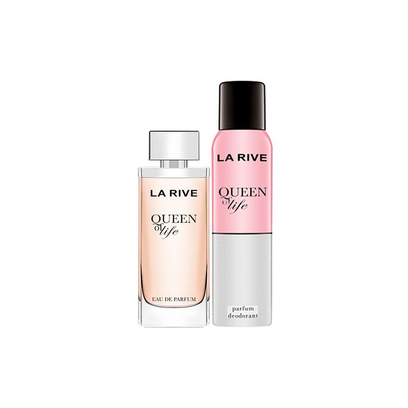 Kit-Perfume-La-Rive-Queenn-Of-Life-Feminino-Eau-de-Toilette-75-ml---Desodorante-150-ml-Produtos