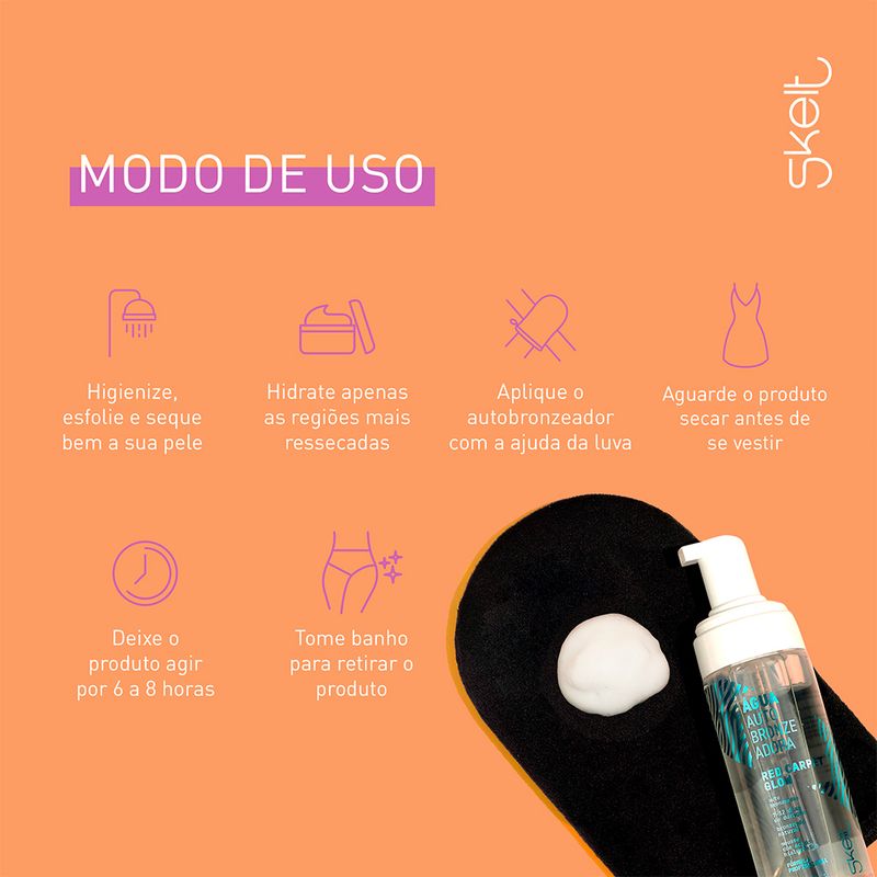 Agua-Autobronzeadora-Corporal-Skelt-Red-Carpet-Glow-150-ml-Uso