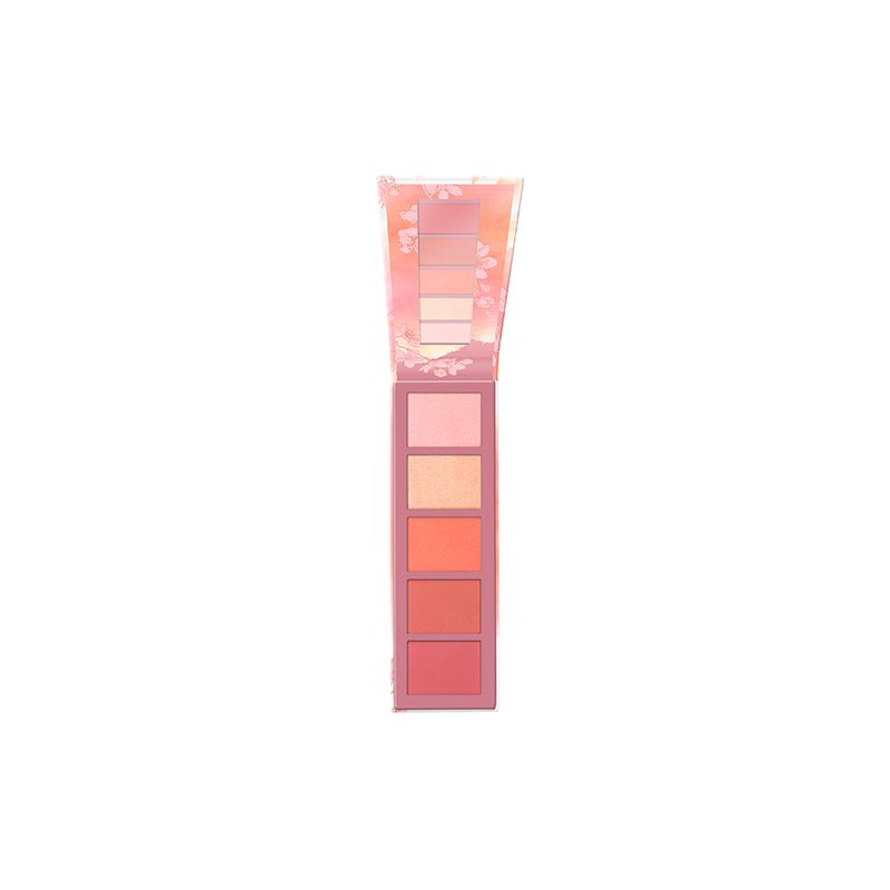 Paleta-de-Blush-e-Iluminador-em-Po-Essence-Peachy-Blossom-5-Shades-Vitrine