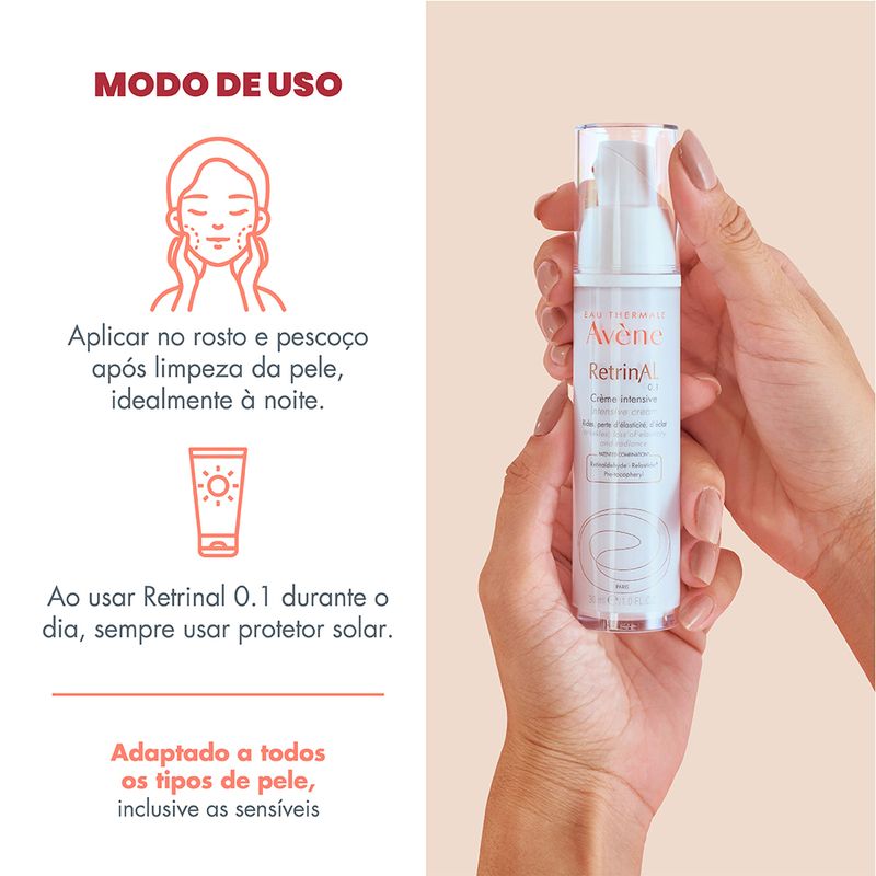 Creme-Anti-idade-Facial-Avene-Retrinal-0.1-30-ml-Modo-de-Uso