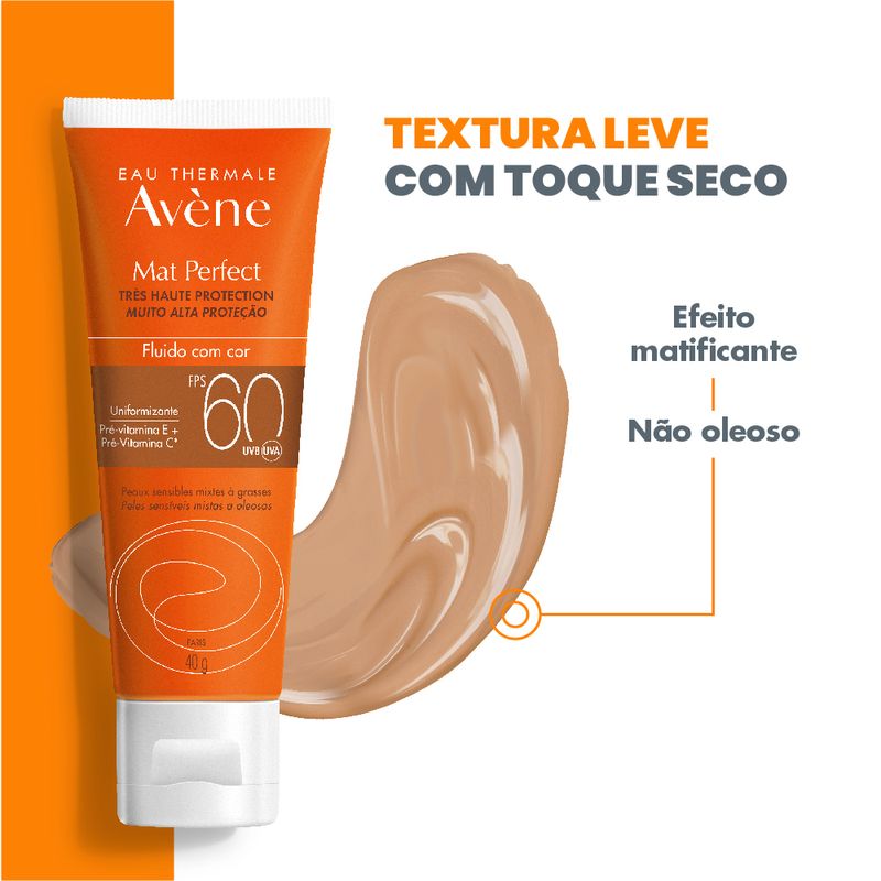 Protetor-Solar-Facial-com-Cor-Avene-Eau-Thermale-Mat-Perfect-FPS-60-40-g-Textura