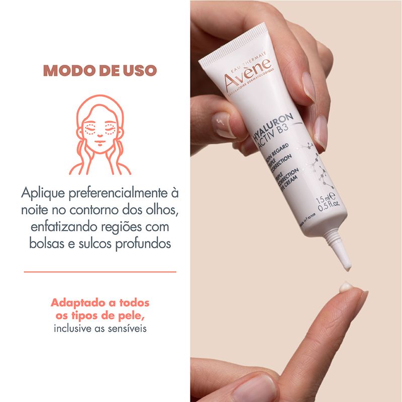 Creme-Anti-idade-para-os-Olhos-Avene-Hyaluron-Activ-B3-15-ml-Modo-de-Uso