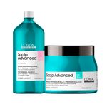Kit-L-Oreal-Professionnel-Serie-Expert-Scalp-Advanced---Shampoo-1500-ml---Mascara-de-Tratamento-2-em-1-500-ml-Vitrine