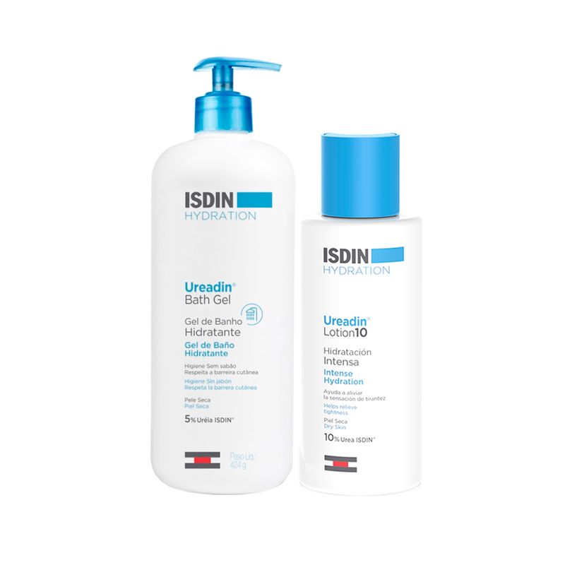 Kit-Isdin-Corporal-Ureadin---Gel-de-Banho-Hidratante-424-g---Locao-Hidratante-Corporal-100-ml-Vitrine