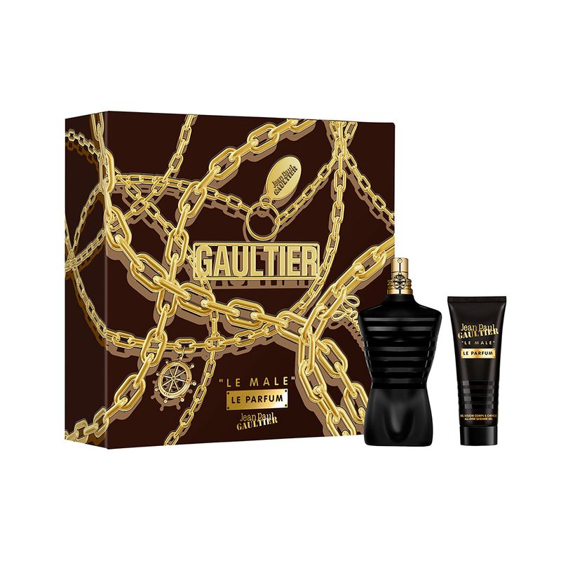 Kit-Perfume-Jean-Paul-Gaultier-Le-Male-Le-Parfum-Masculino-Eau-de-Parfum-125-ml---Gel-de-Banho-75-ml-Vitrine