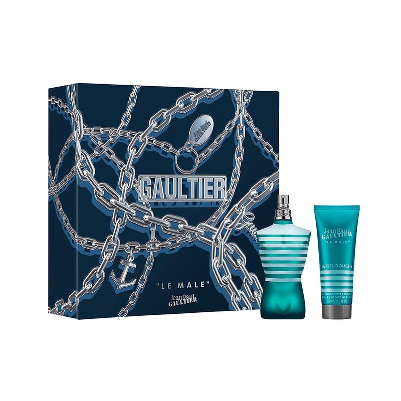 Kit-Perfume-Jean-Paul-Gaultier-Le-Male-Masculino-Eau-de-Toilette-75-ml---Gel-de-Banho-75-ml-Vitrine