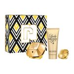Kit-Perfume-Paco-Rabanne-Lady-Million-Feminino-Eau-de-Parfum-80-ml---Locao-Corporal-100-ml---Miniatura-5-ml-Vitrine