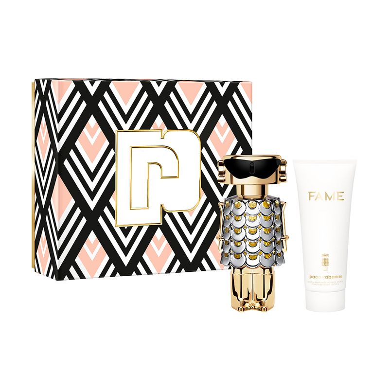 Kit-Perfume-Paco-Rabanne-Fame-Feminino-Eau-de-Parfum-80-ml---Locao-Corporal-100-ml-Vitrine