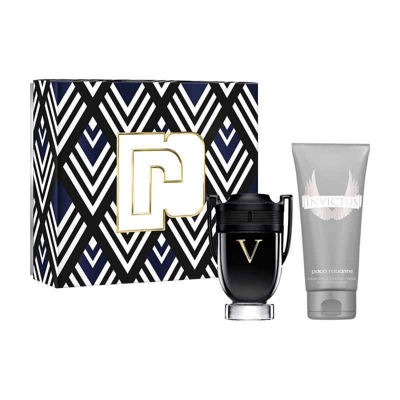 Kit-Perfume-Paco-Rabanne-Invictus-Victory-Masculino-Eau-de-Parfum-50-ml---Shampoo-Corporal-100-ml-Vitrine