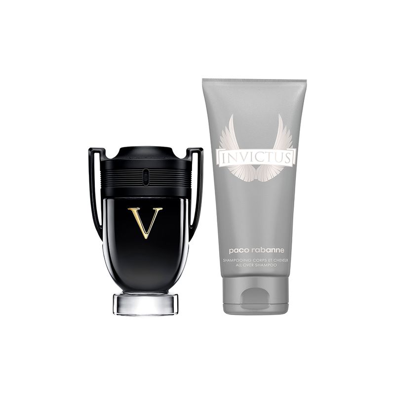 Kit-Perfume-Paco-Rabanne-Invictus-Victory-Masculino-Eau-de-Parfum-50-ml---Shampoo-Corporal-100-ml-Produtos