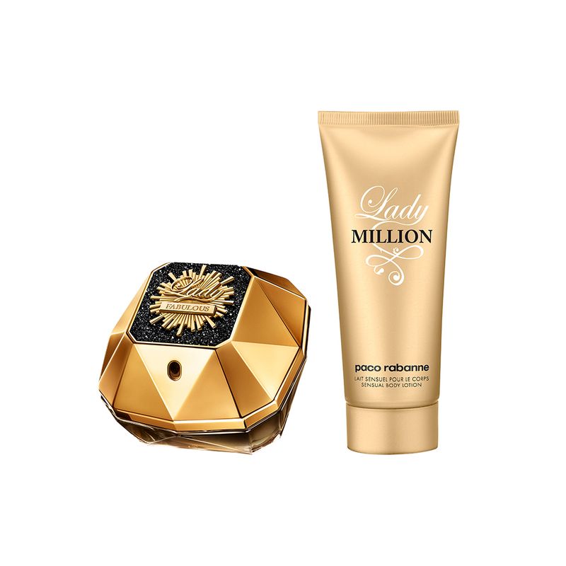 Kit-Perfume-Paco-Rabanne-Lady-Million-Fabulous-Feminino-Eau-de-Parfum-80-ml---Locao-Corporal-100-ml-Produtos