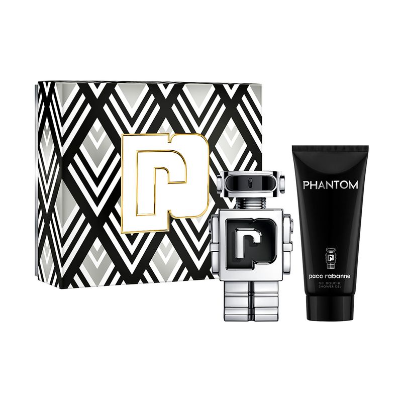 Kit-Perfume-Paco-Rabanne-Phantom-Masculino-Eau-de-Toilette-100-ml---Gel-de-Banho-100-ml-Vitrine