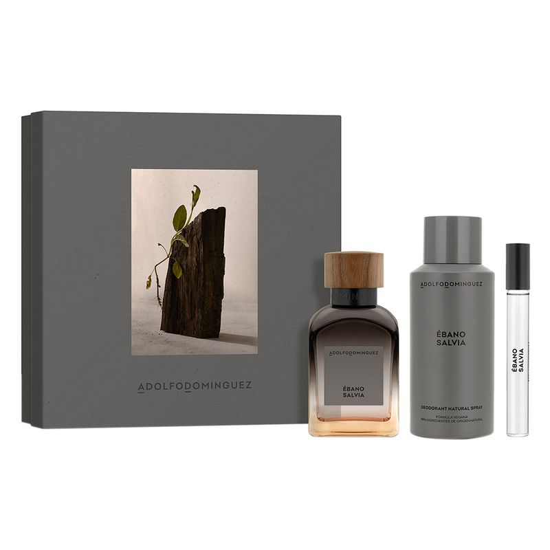 Kit-Perfume-Adolfo-Dominguez-Ebano-Salvia-Masculino-Eau-de-Parfum-120-ml---Desodorante-150-ml---Miniatura-10-ml-Vitrine