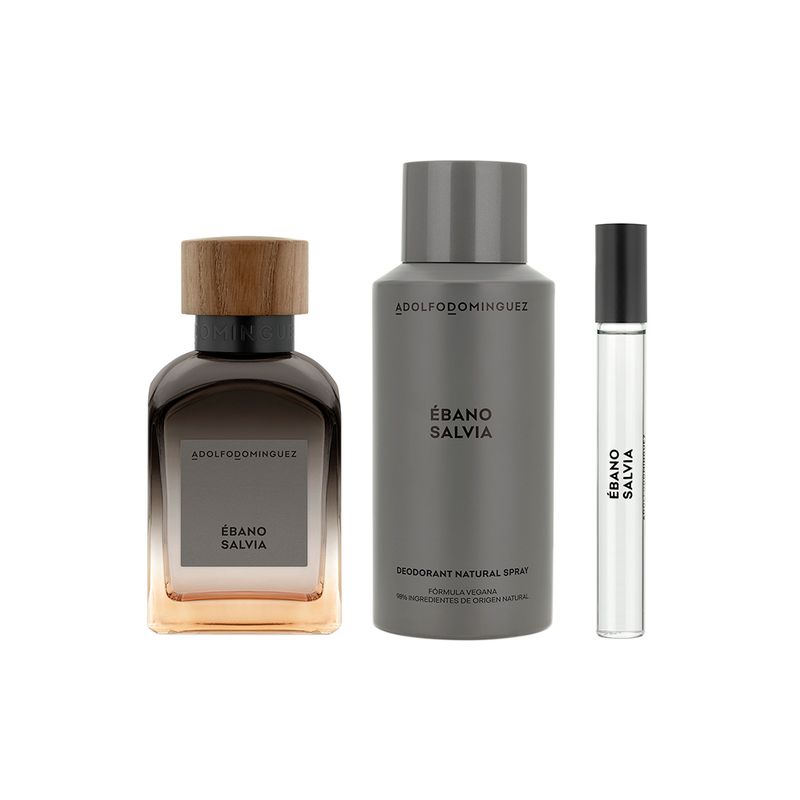 Kit-Perfume-Adolfo-Dominguez-Ebano-Salvia-Masculino-Eau-de-Parfum-120-ml---Desodorante-150-ml---Miniatura-10-ml-Produtos