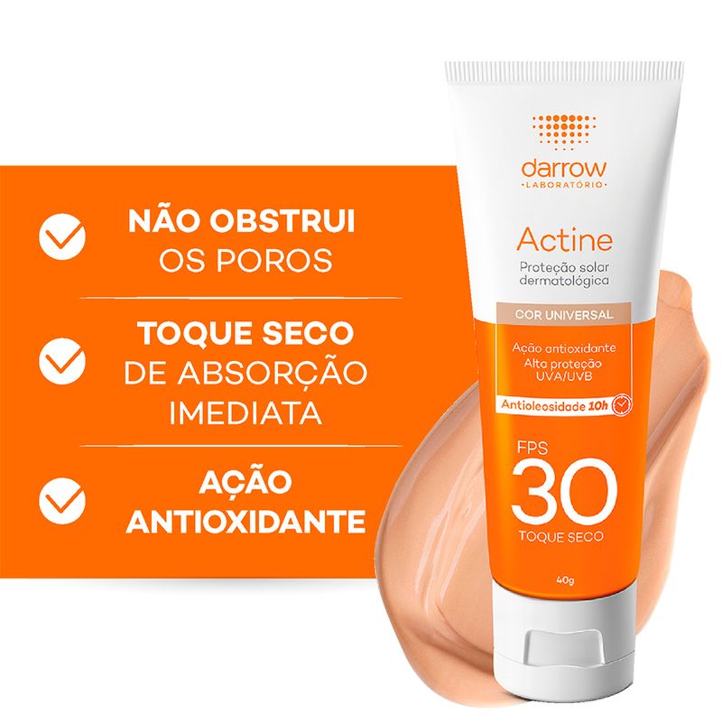 Protetor-Solar-Facial-Darrow-Actine-FPS-30-Cor-Universal-40-g-Eficacia