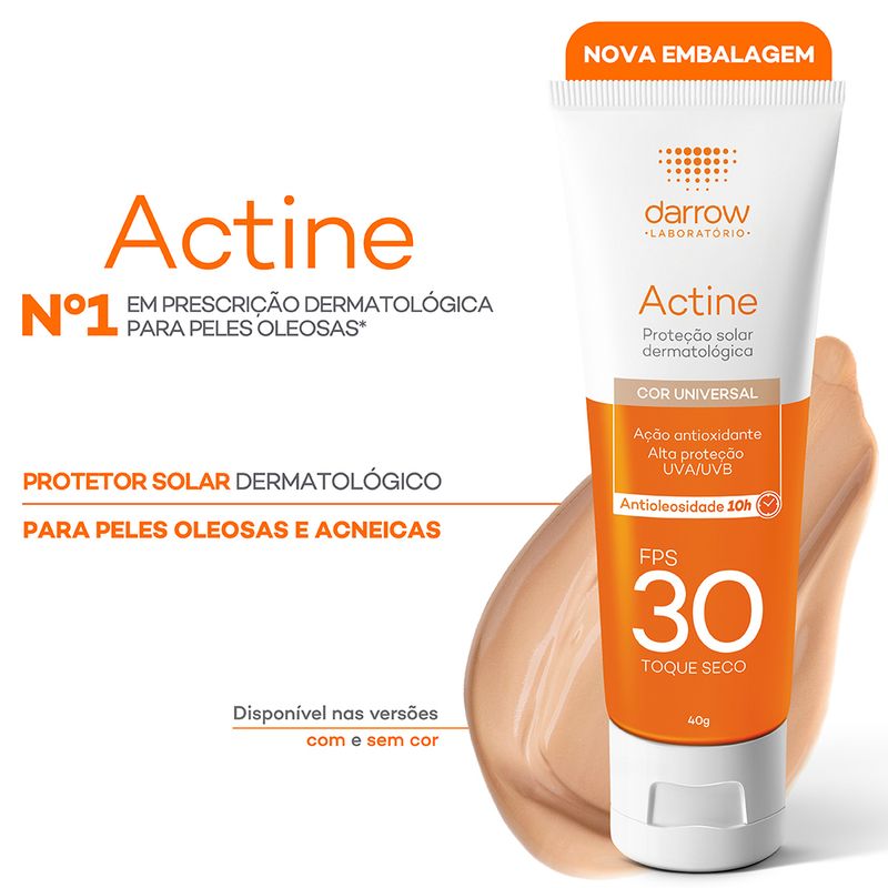 Protetor-Solar-Facial-Darrow-Actine-FPS-30-Cor-Universal-40-g-Nova-Embalagem
