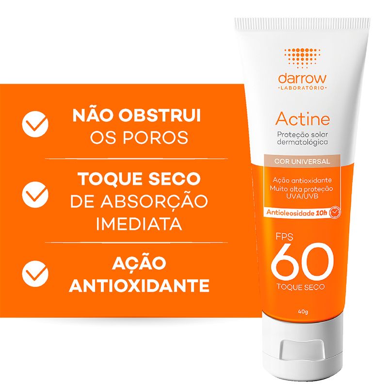 Protetor-Solar-Facial-Darrow-Actine-FPS-60-Cor-Universal-40-g-Eficacia