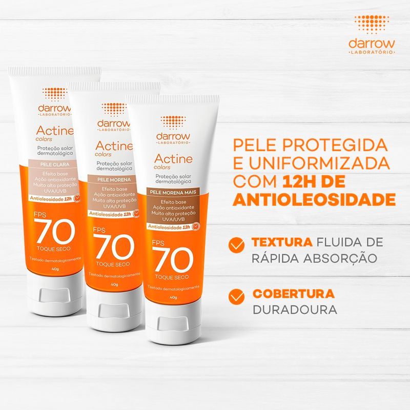 Protetor-Solar-Facial-Darrow-Actine-Colors-FPS70-Pele-Clara-40-g-Textura