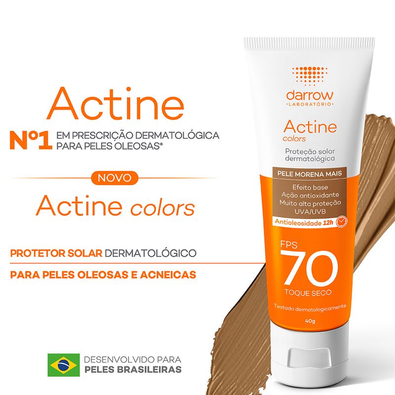 Protetor-Solar-Facial-Darrow-Actine-Colors-FPS70-Pele-Morena-Mais-40-g-Banner