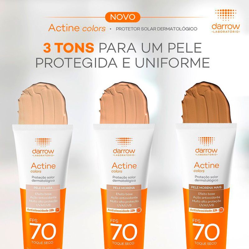 Protetor-Solar-Facial-Darrow-Actine-Colors-FPS70-Pele-Morena-Mais-40-g-Tons