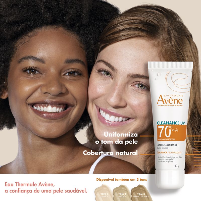 Protetor-Solar-Facial-Avene-Cleanance-UV-FPS-70-Tom-1-Claro-40-g-Modelo