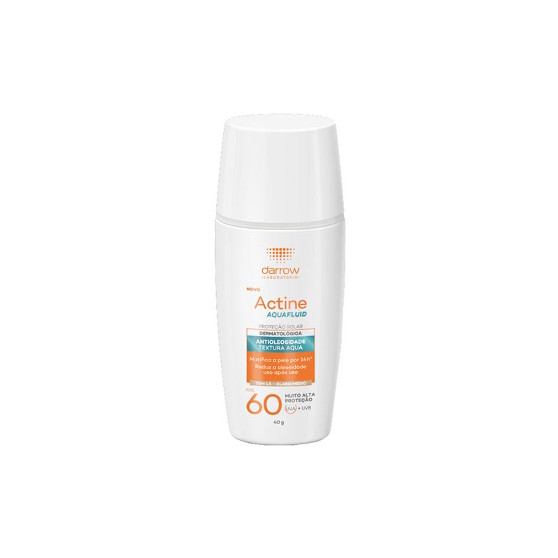 Protetor-Solar-Facial-Darrow-Actine-Aquafluid-FPS-60-Tom-1.5-Claro-Medio-40-g-Vitrine
