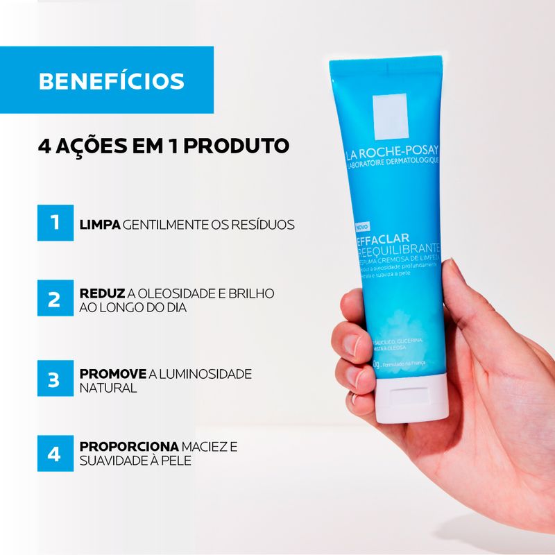 Espuma-de-Limpeza-Facial-La-Roche-Posay-Effaclar-Reequilibrante-100-g-Beneficio